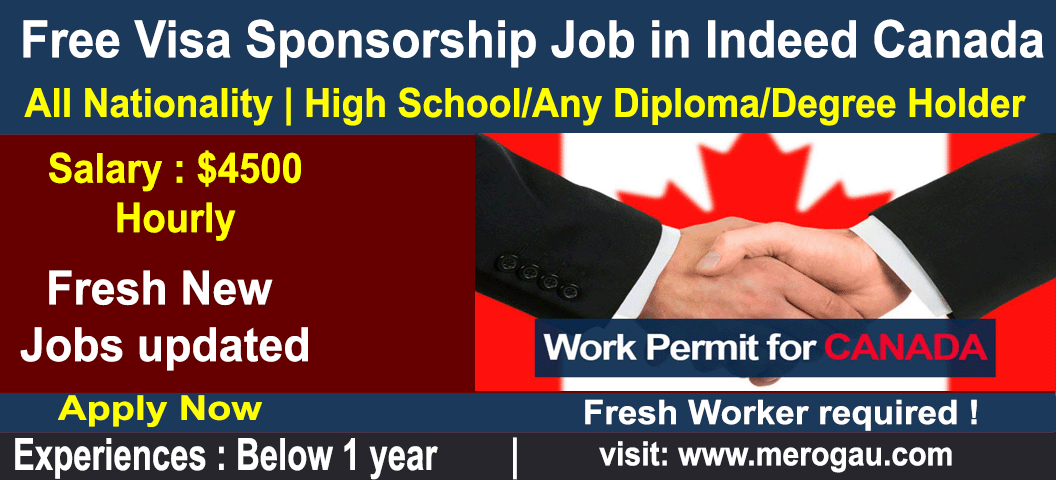 Free Visa Sponsorship Job in Indeed Canada for foreigners 2022 - Online Apply 